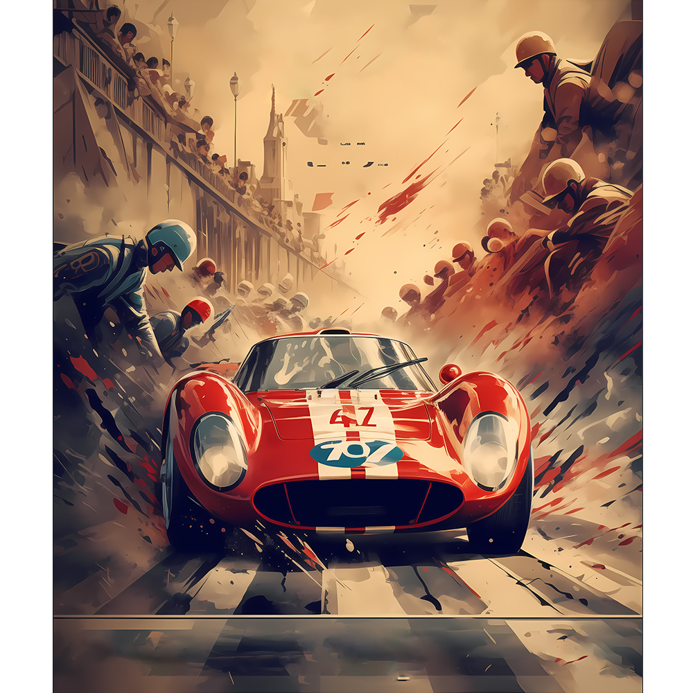 le mans racing art print poster