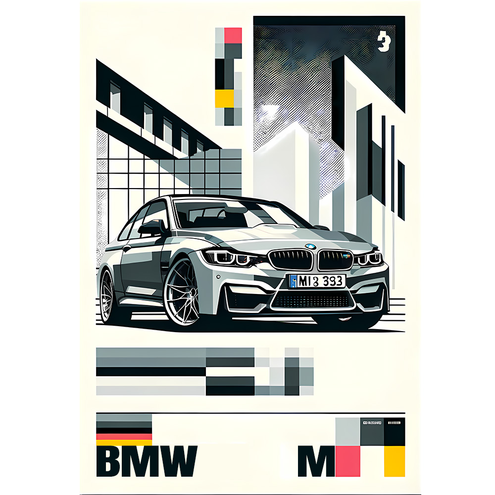 bauhaus bmw m3 art print poster