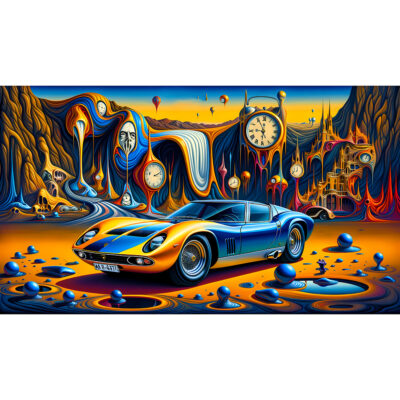 Lamborghini Miura in a Surrealist Dreamscape