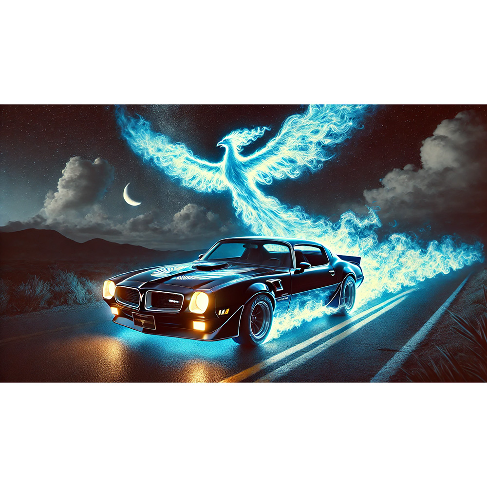 Spirit of the Highway" – Pontiac Trans Am with Blue Firebird