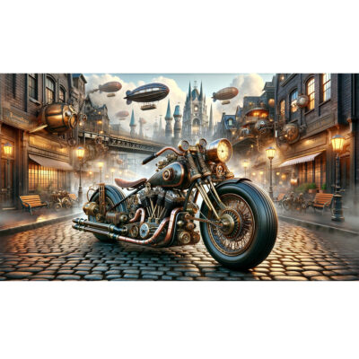 Victorian Velocity – Steampunk Harley Davidson in a Fantastical World