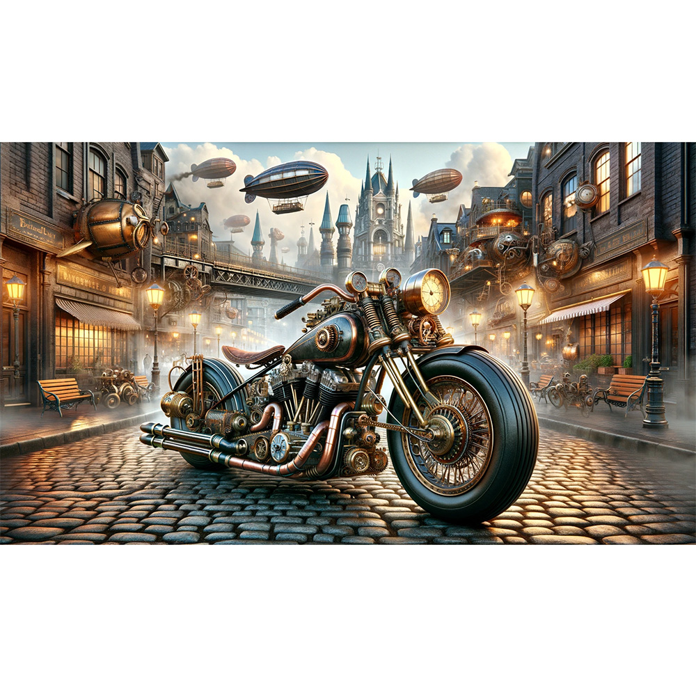 Victorian Velocity – Steampunk Harley Davidson in a Fantastical World