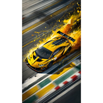 Yellow Racer – Lamborghini-Inspired Paint Splat Art Print