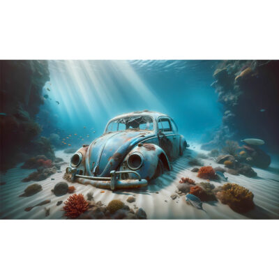 Volkswagen Beetle under water print