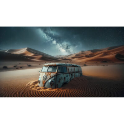 The Desert Camper - Volkswagen Split Screen in the desert print